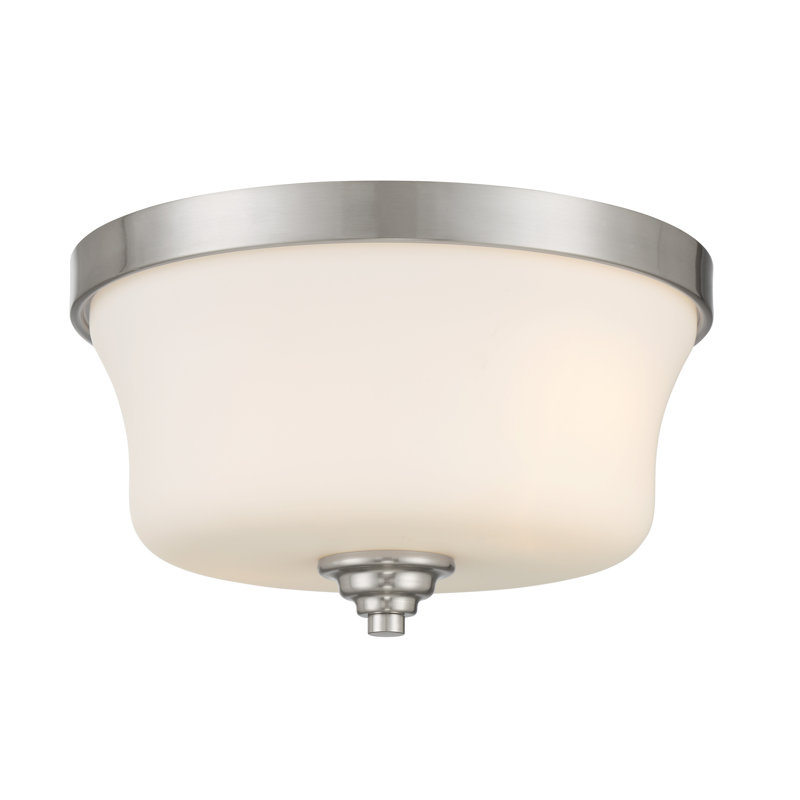 Arbra Glass Flush Mount, Brushed Nickel, White