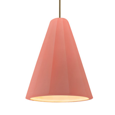 Radiance - luminaire suspendu 1 lumière cannelé - rosé brillant - laiton antique - l 9 po x H 13 po - DEL dédiée - tige rigide