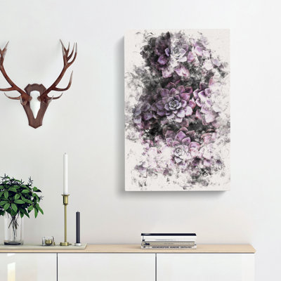 Pretty Purple Succulent Plants - Wrapped Canvas