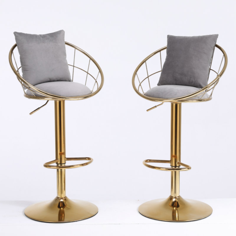 Elina Set of 2 bar Chair, 360 degree rotation, adjustable height, Gray