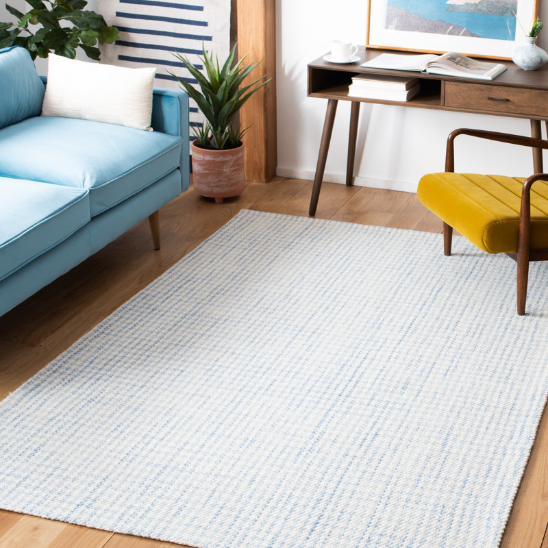 Tapis en laine et en coton tissé à la main Earie, Rectangle de 5 pi x 8 pi