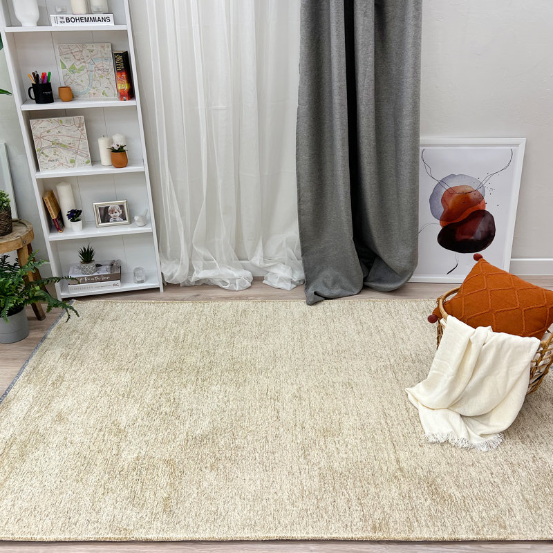 Tapis en coton beige lavable Alfa Rich Arroyo, Rectangle 5 pi 1 po x 7 pi 5 po