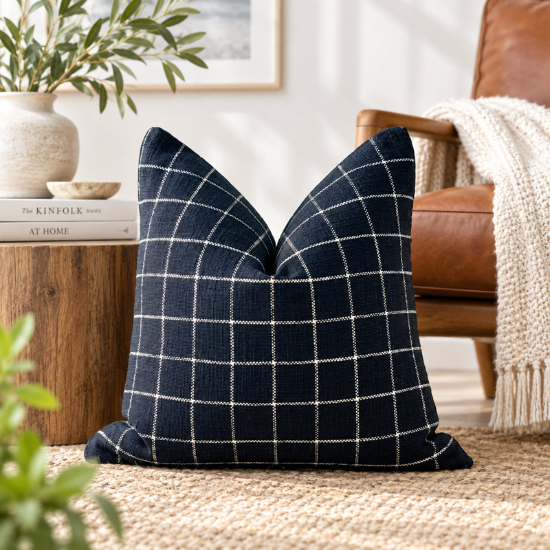 Black & White Checkered Cotton Handwoven Decorative Pillow Cover
