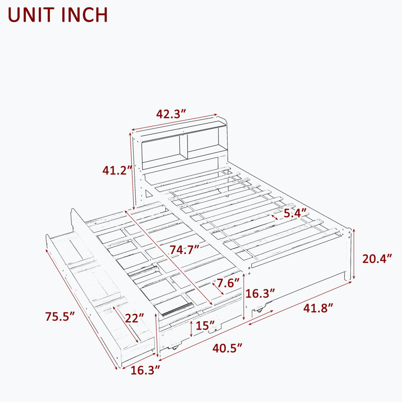 Twin Storage Panel Bed Frame With Headboard