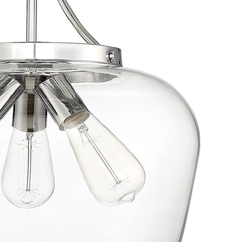 Breena 13" W 3-Light Dimmable Semi-Flush Mount, Polished Chrome, Clear