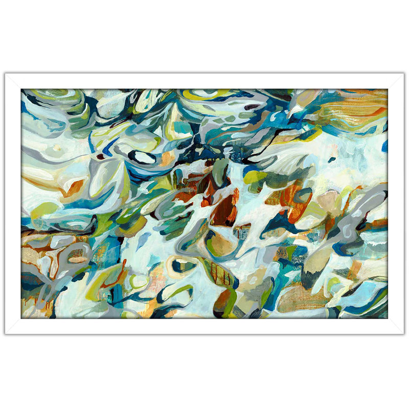 In The Flow III (Horizontal) by Lisa Ridgers - Painting, White Framed, 21.5" H x 27.5" W x 0.75" D