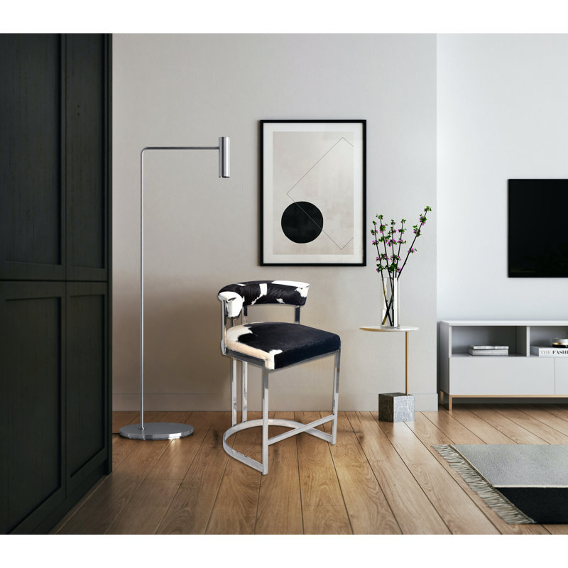 Fauteuil Novela Stainelss, Cuir véritable noir / blanc, Chrome