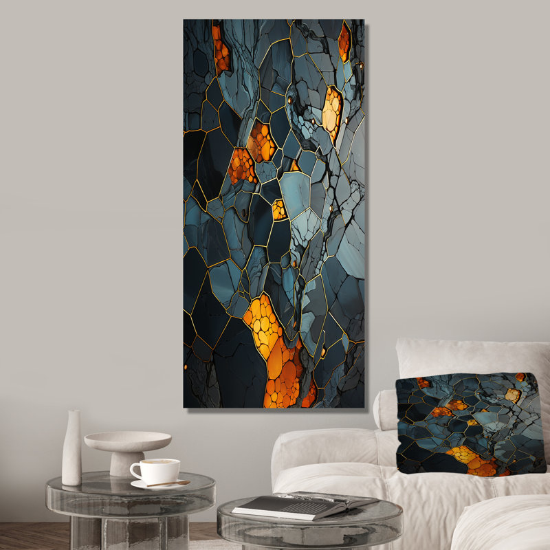 Marble Yellow Elegance II - art mural géométrique, Toile tendue, H 60 po x l 28 po x P 1,5 po