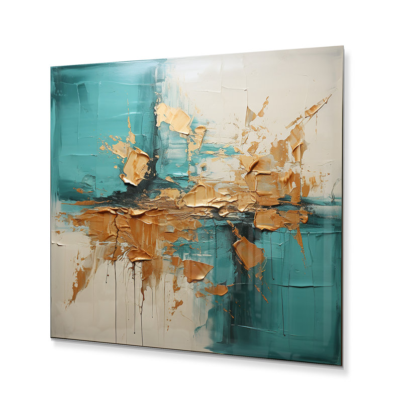 Décoration murale turquoise en métal Tranquility III - paysage abstrait, H 23 po x l 23 po x P 1 po