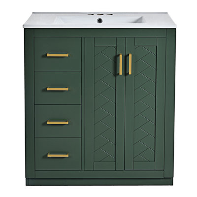 Ensemble de meuble-lavabo autoportant avec lavabo en céramique séparé