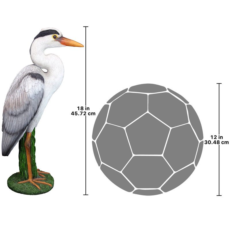 Gray Heron Coastal Resin Bird Statue