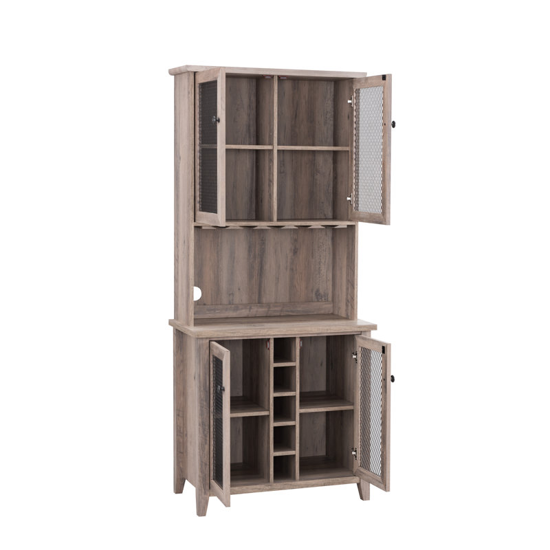 Bar Jill Zarin avec portes en filet et verre trempé, Gris