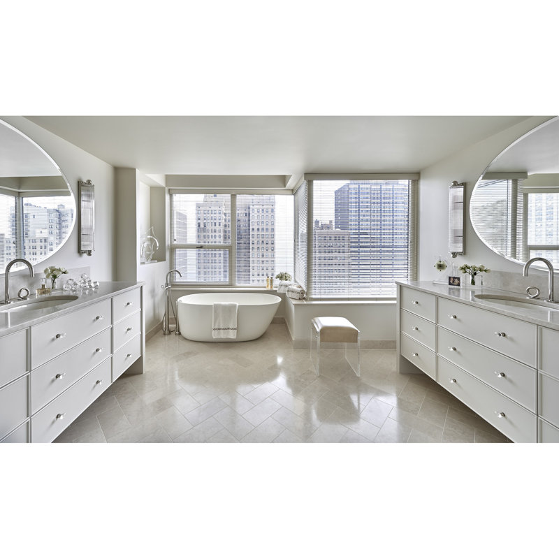 Daniela 58'' L Soaking Bathtub, White, Satin Chrome