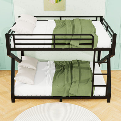 Metal Bunk Bed with Slats and Safe Ladder