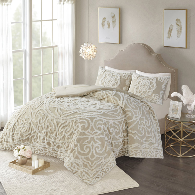 Literie en coton Medallion - housse respirante double / grand qualité 100%, Édredon pour grand lit + 2 taies décoratives