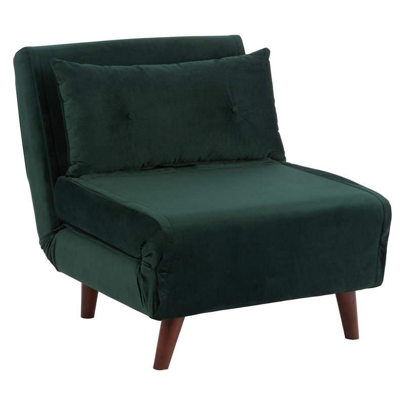 Trahan 1 Seater Fold Out Sofa Bed, 80cm H x 75cm W x 86.5cm D, Green