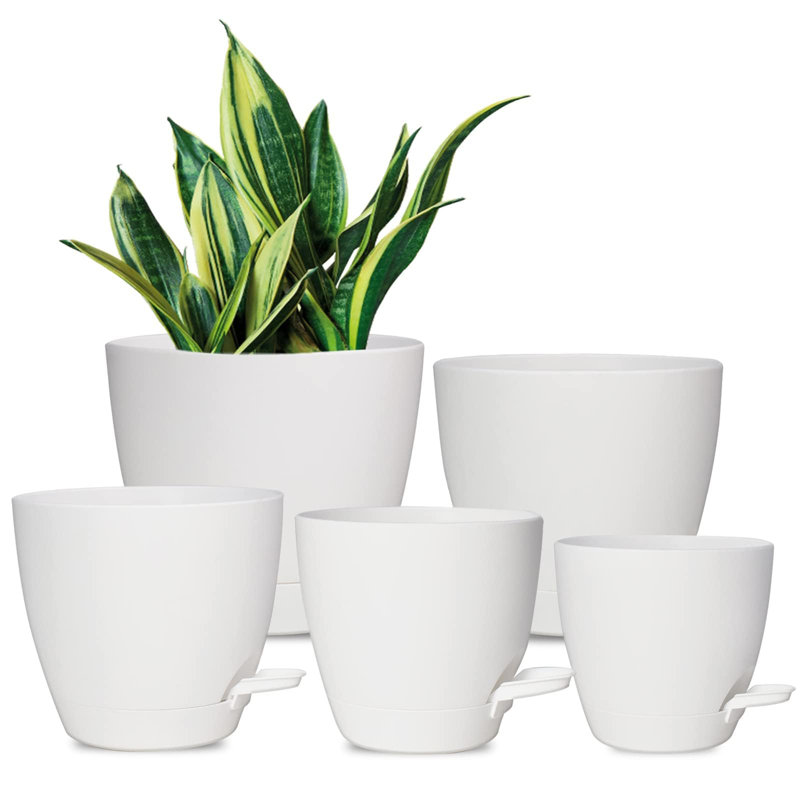 Self Watering Plant Pots Indoor, Matte White