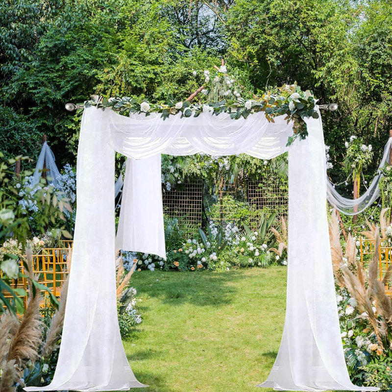 Ensemble de 2 panneaux de rideaux, rideaux de toile de fond translucides pour lit à baldaquin, salon de mariage