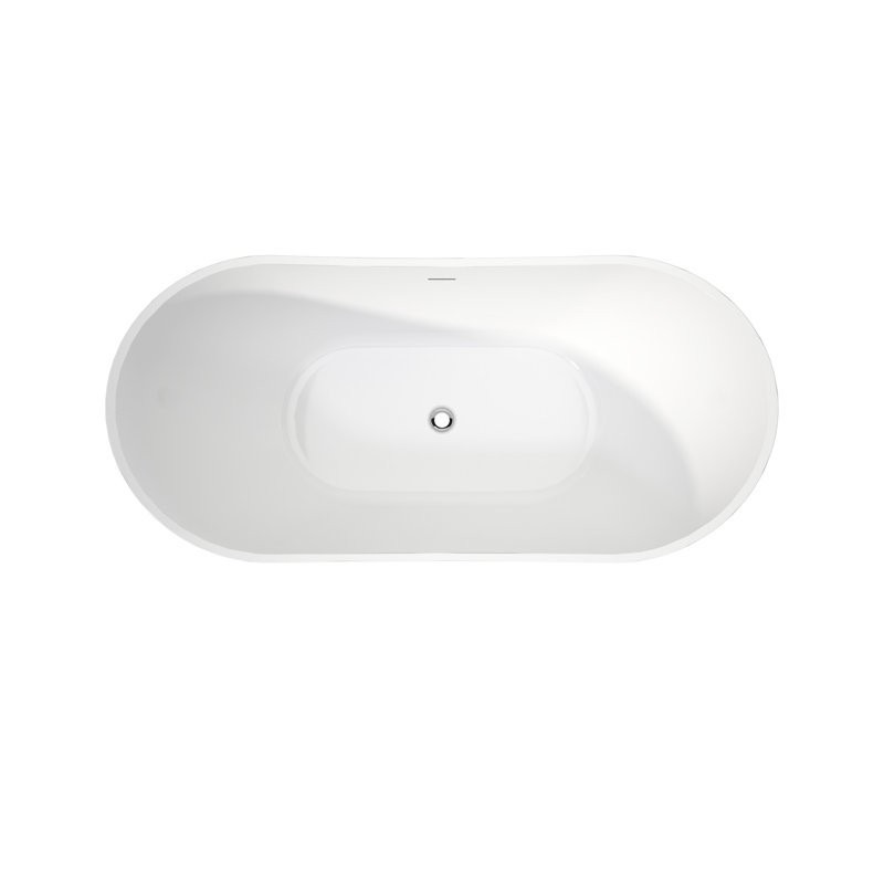 6029 Inch White Acrylic Stand Alone Bathtub, Luxury And Comfortable, High Gloss Surface Chic Style, Stain-