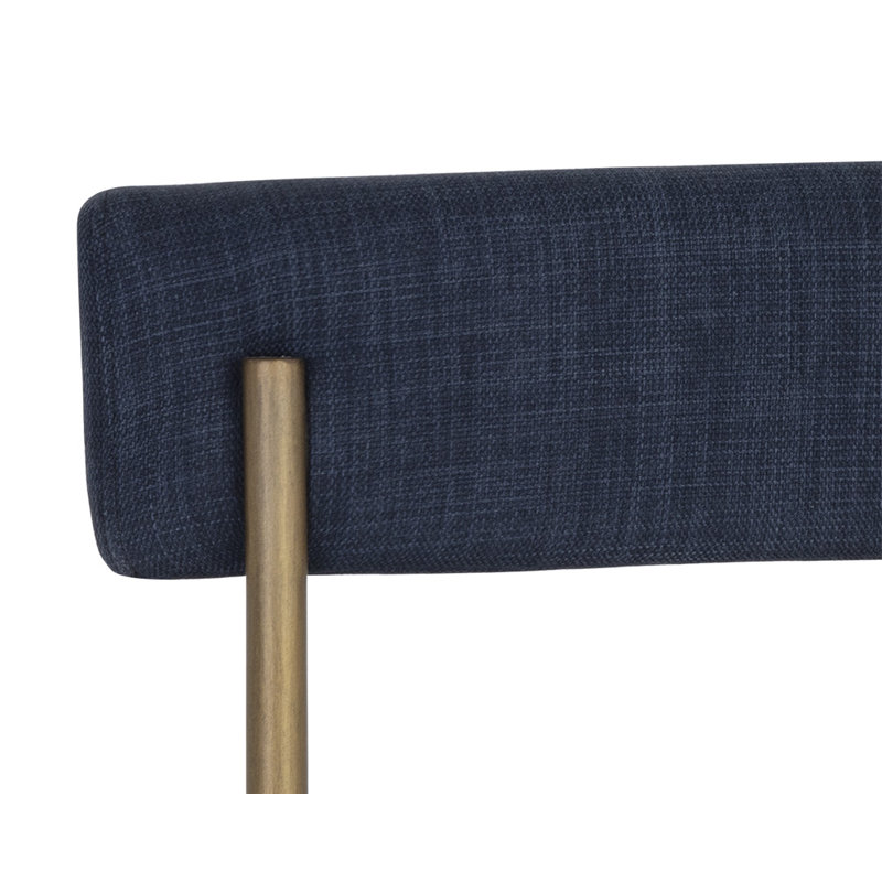 Seneca Upholstered Stool with Metal Frame, Blue