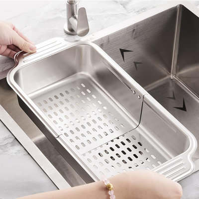 Panier d'évier de cuisine rétractable en acier inoxydable