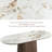Oppelo 86.61" Oval Marble Look Sintered Stone Pedestal Dining Table-1427799813