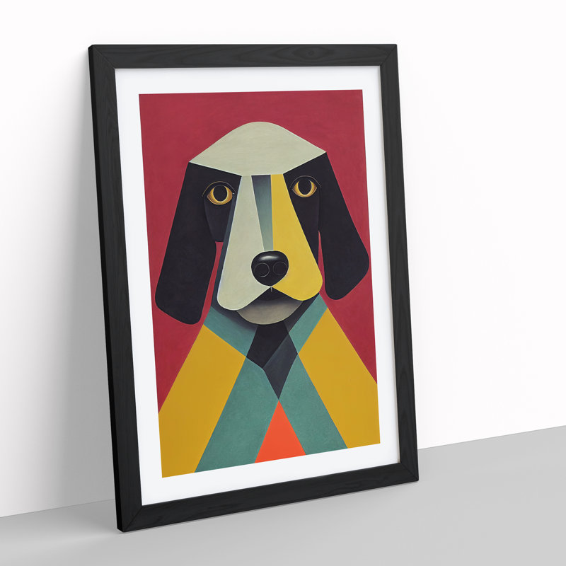 Abstract Dog No.2 - Single Picture Frame Print, Black, 64cm H x 46cm W x 2cm D