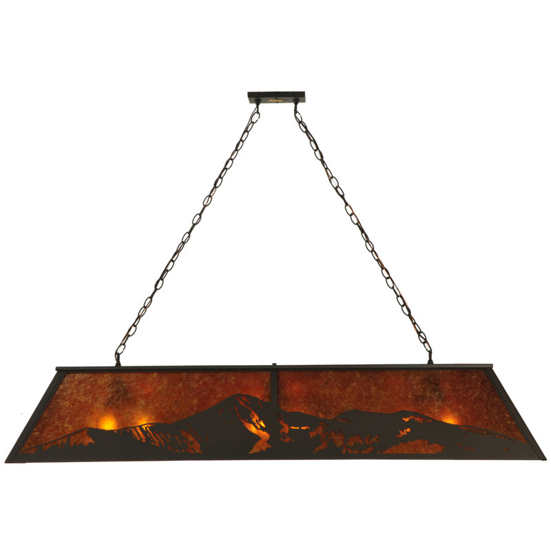 Luminaire suspendu linéaire pour table de billard 9 lumières Old Forge, Bronze frotté à l'huile