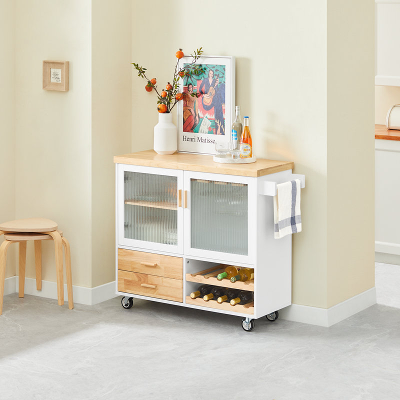 Solid Wood Top Kitchen Cart