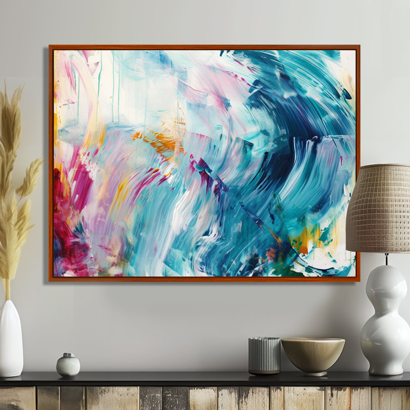 «Vibrant Waves Miami Sunset I - Abstract Modern Waves», art mural salon, Métal métal, H 12 po x l 20 po x P 1 po