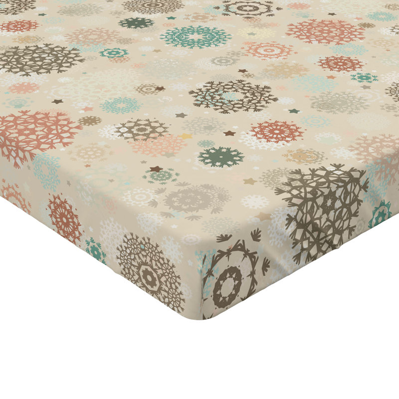 Drap-housse orange Ambesonne, Drap-housse de taille double, Brun clair / rouge / floral bleu