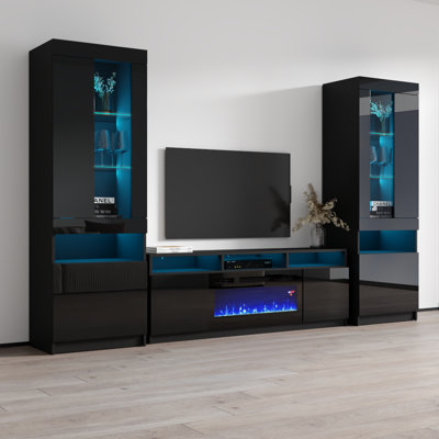 Meuble audio-vidéo moderne avec foyer électrique 110,2 po Azniv