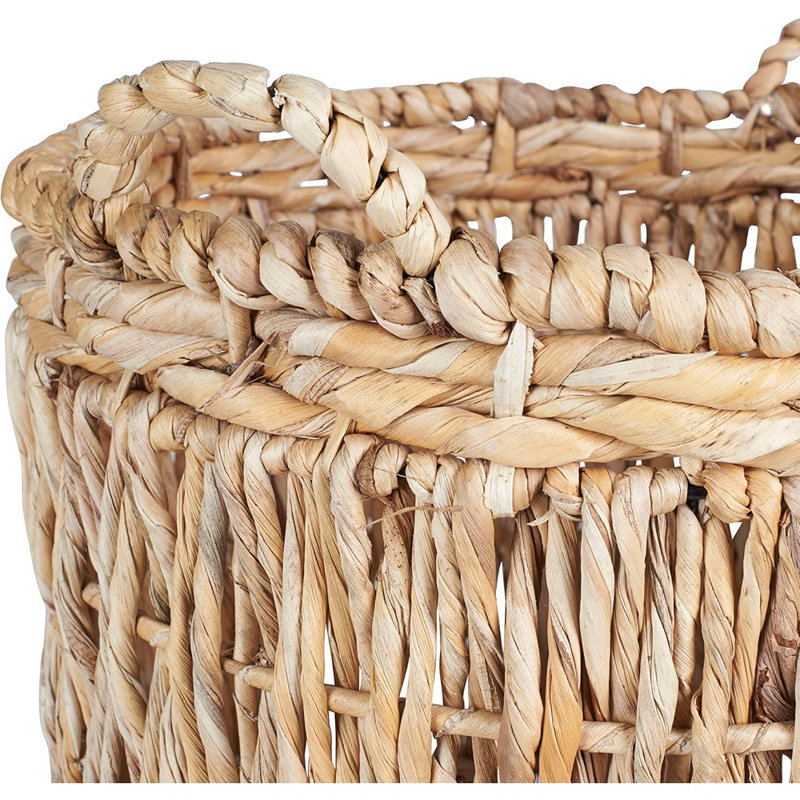 Brown Tall Round Wicker Storage Basketc