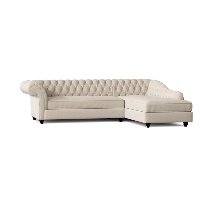 Elizabeth Upholstered L-Shaped Sectional, Haven Ivory, Natural, Right Hand Facing