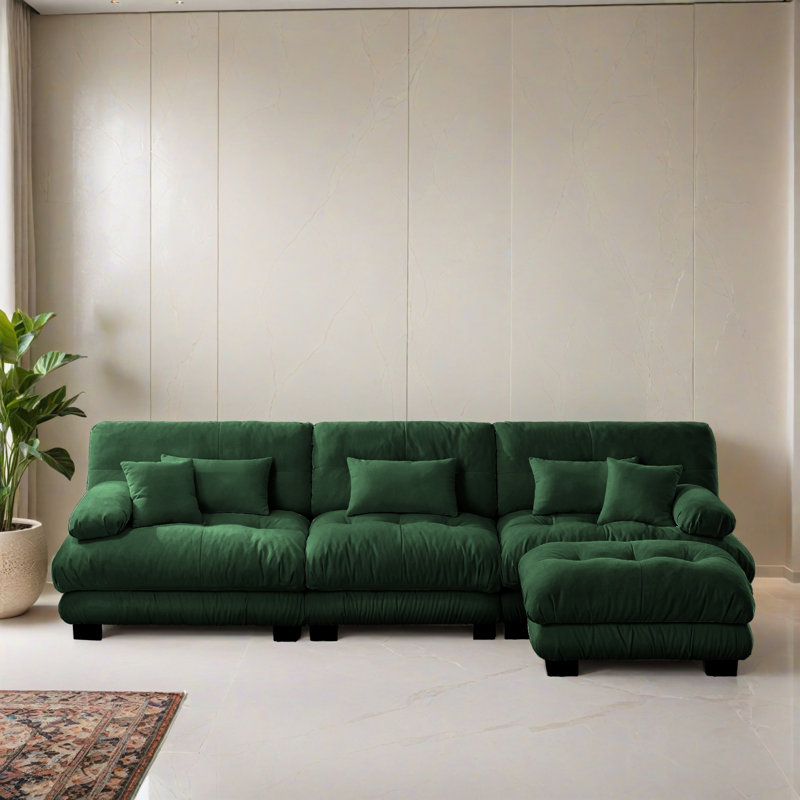 Canapé-lit modulaire 4 pièces pour salon, Chenille verte