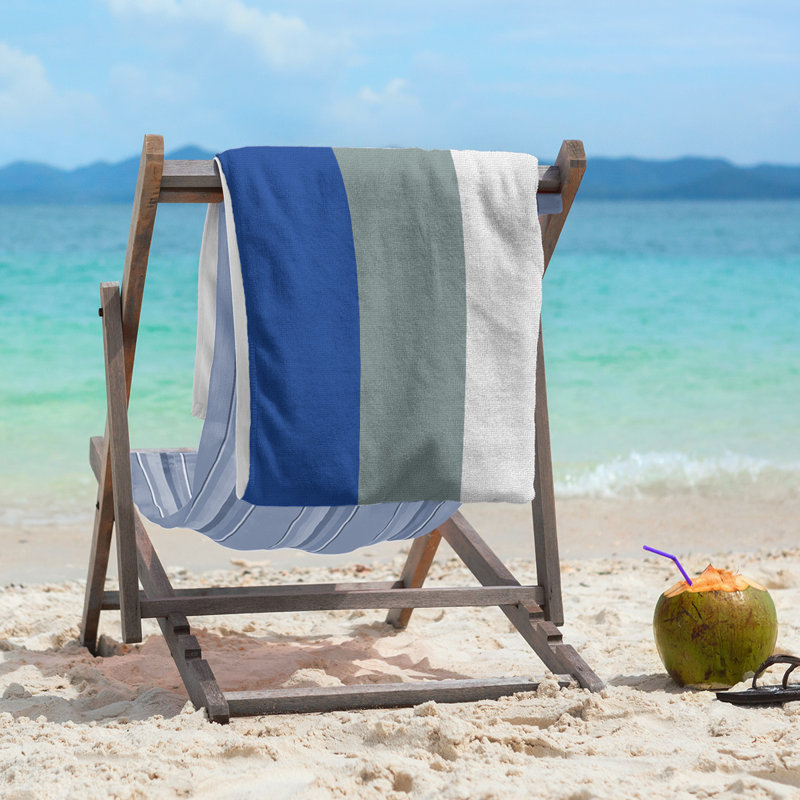 Beach Towel, Dark Gray/Ivory/Dark Blue