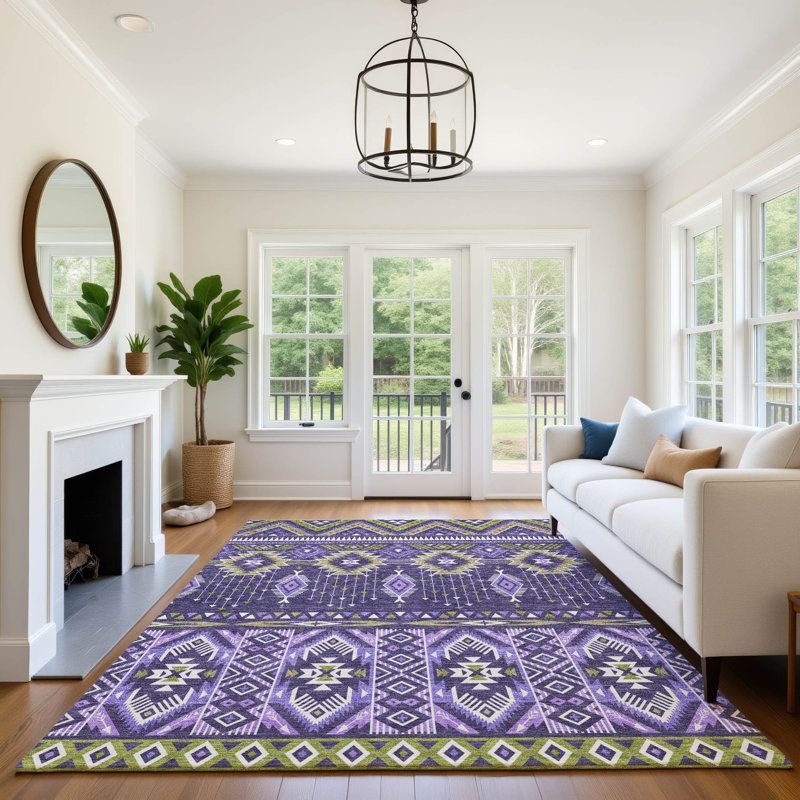 Premium Machine Washable Xamiera AMF1851 Aztec Rug, Rectangle 10' x 14'