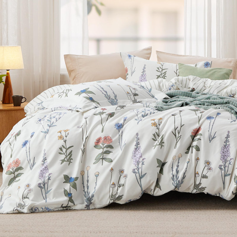 Housse de couette Holiday Vibe pour votre maison, Fleur de coco blanche, Housse de couette grand + 3 articles supplémentai