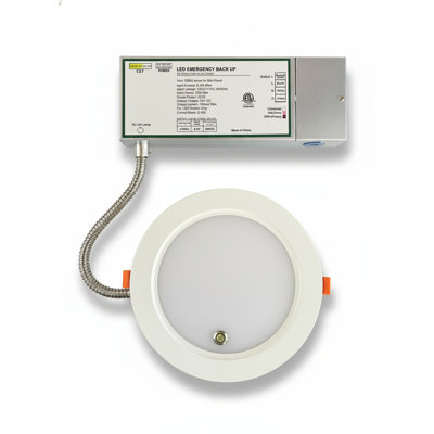 Spot encastré à DEL ultramince E2 Lighting 15 cm avec batterie de secours de 10 W, 3 puissances réglables, 5 CCT, Gen 2, dernière version avec câble d'alimentation, blanc, 1 unité