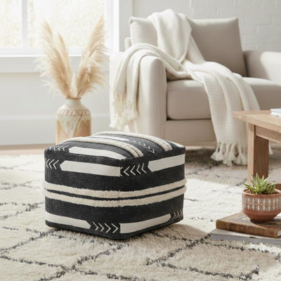 Ririe Handmade Boho Chic Over-tufted Ottoman Pouf, Small
