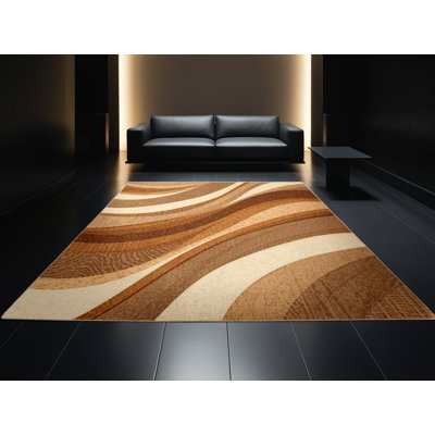 Machine Washable Carlstadt Modern Rustic Wood & Shiplap Rug in Brown – Beige Binding