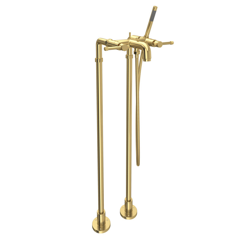 Campo™ Double Handle Clawfoot Tub Faucet, Satin Nickel, Industrial Metal Lever Handle