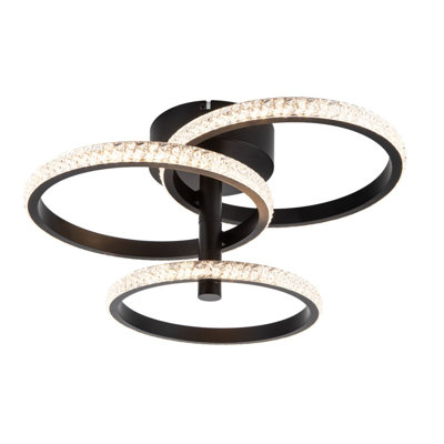 Cowan 3 Ring Built-in, Integrated LED, Modern Beaded Ceiling Light - 43x43x20cm, 3 step dimming, 3,000K Neutral white