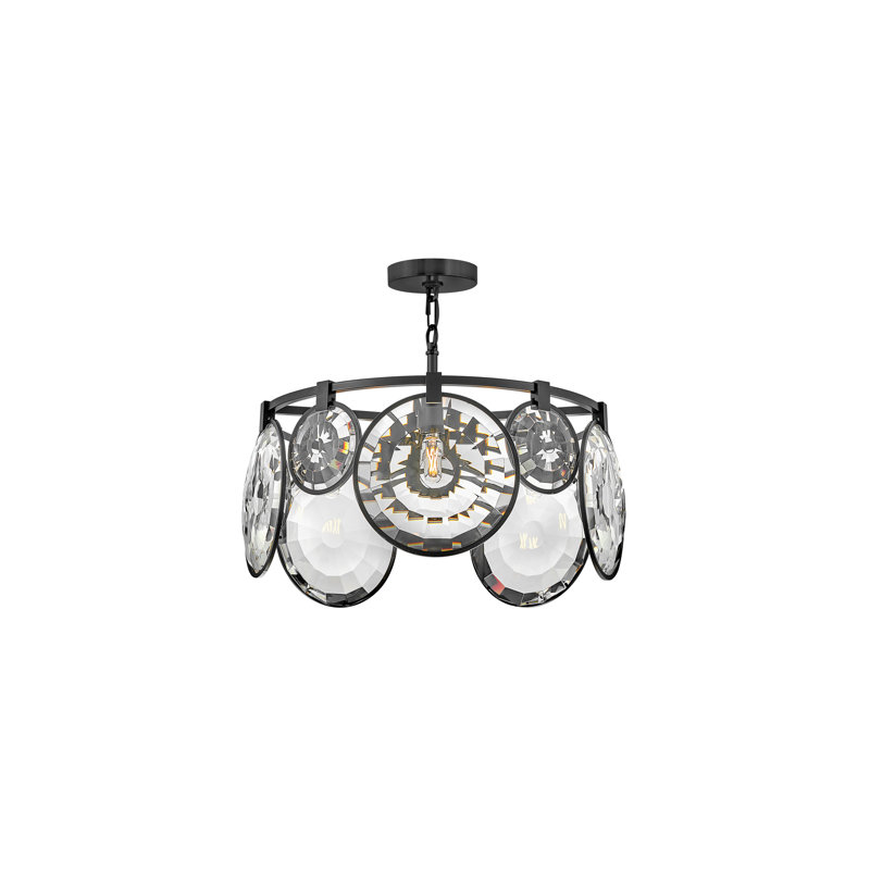 Nala Five-Light Convertible Chandelier w/ Multi-Faceted Optic Crystal Glass, Black