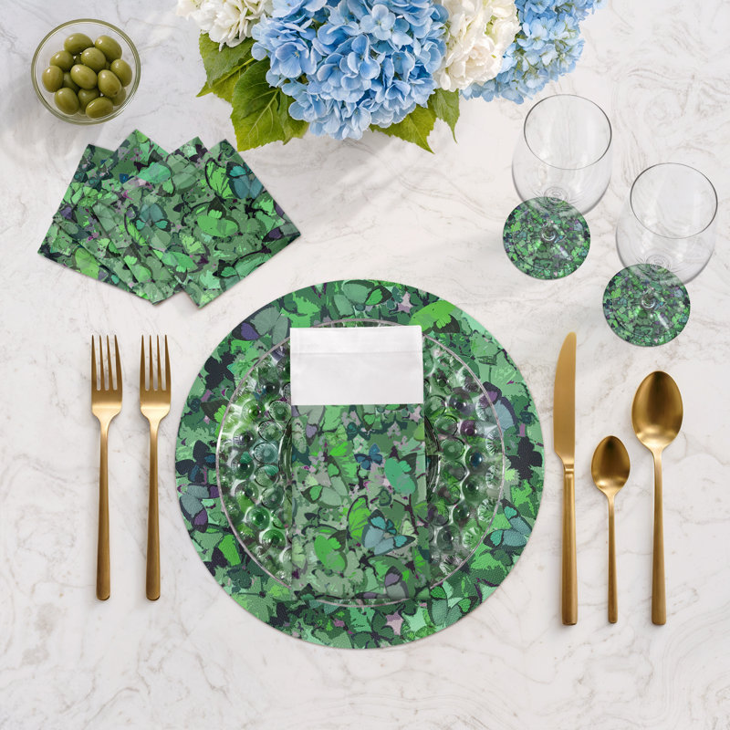 Mariposa Pebble 16" Vinyl Placemat, Green
