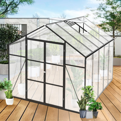 Nouvellement commercialisé, serre surélevée en aluminium à l'épreuve du vent, 8 x 10 pi, serre surélevée en polycarbonate et ancrage, serres en aluminium robustes pour la cour extérieure en toute saison