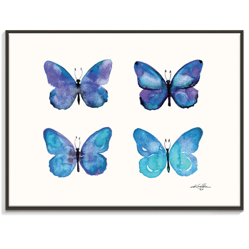 Four Butterflies 8 by Kathy Morton Stanion - Painting on Canvas, 76cm H x 102cm W, Black Floater Framed