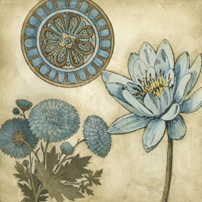 Blue And Taupe Blooms II by Megan Meagher - Wrapped Canvas Painting