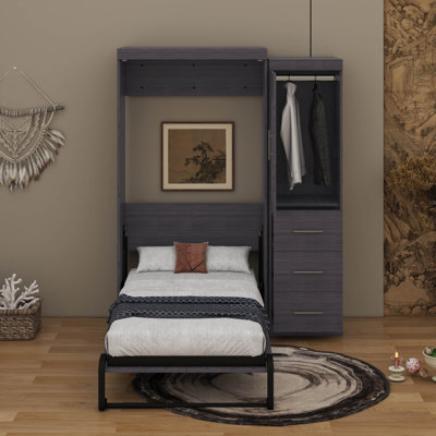 Lit escamotable avec garde-robe et tiroirs, lit de rangement, peut être plié dans une armoire
