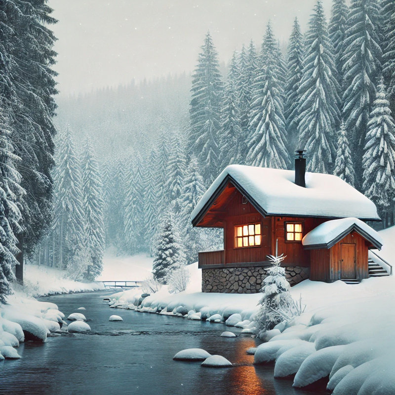 «Cabin by the Stream», impression sur toile, H 30 po x l 30 po x P 1,5 po